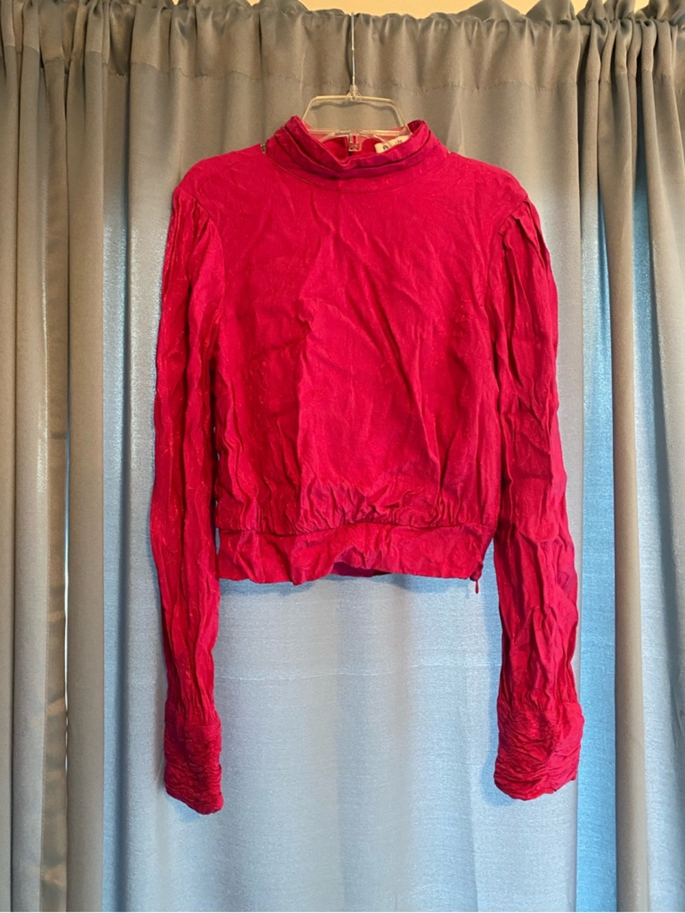 BTFL-life Long Sleeve Mock Neck Top in Bright Fuchsia